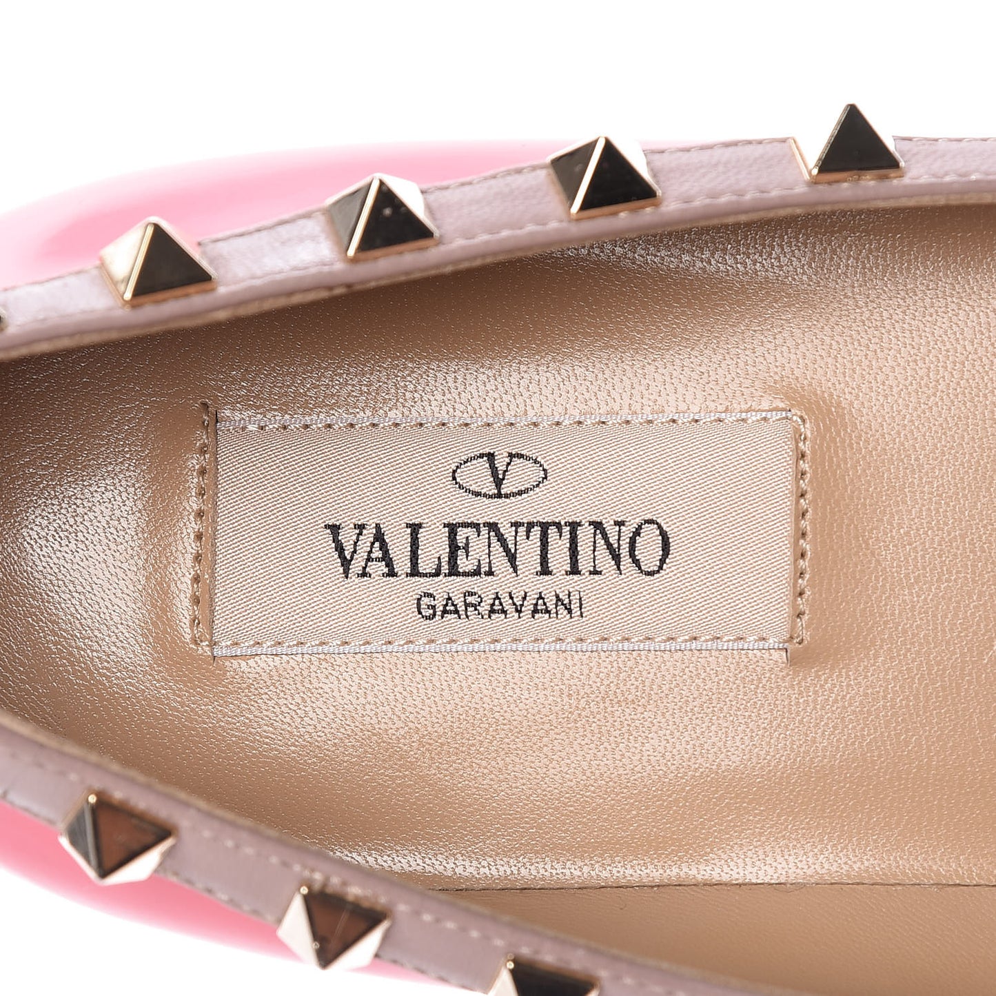 Patent Nappa Rockstud Ballerina Flats 39 Deep Rose Poudre