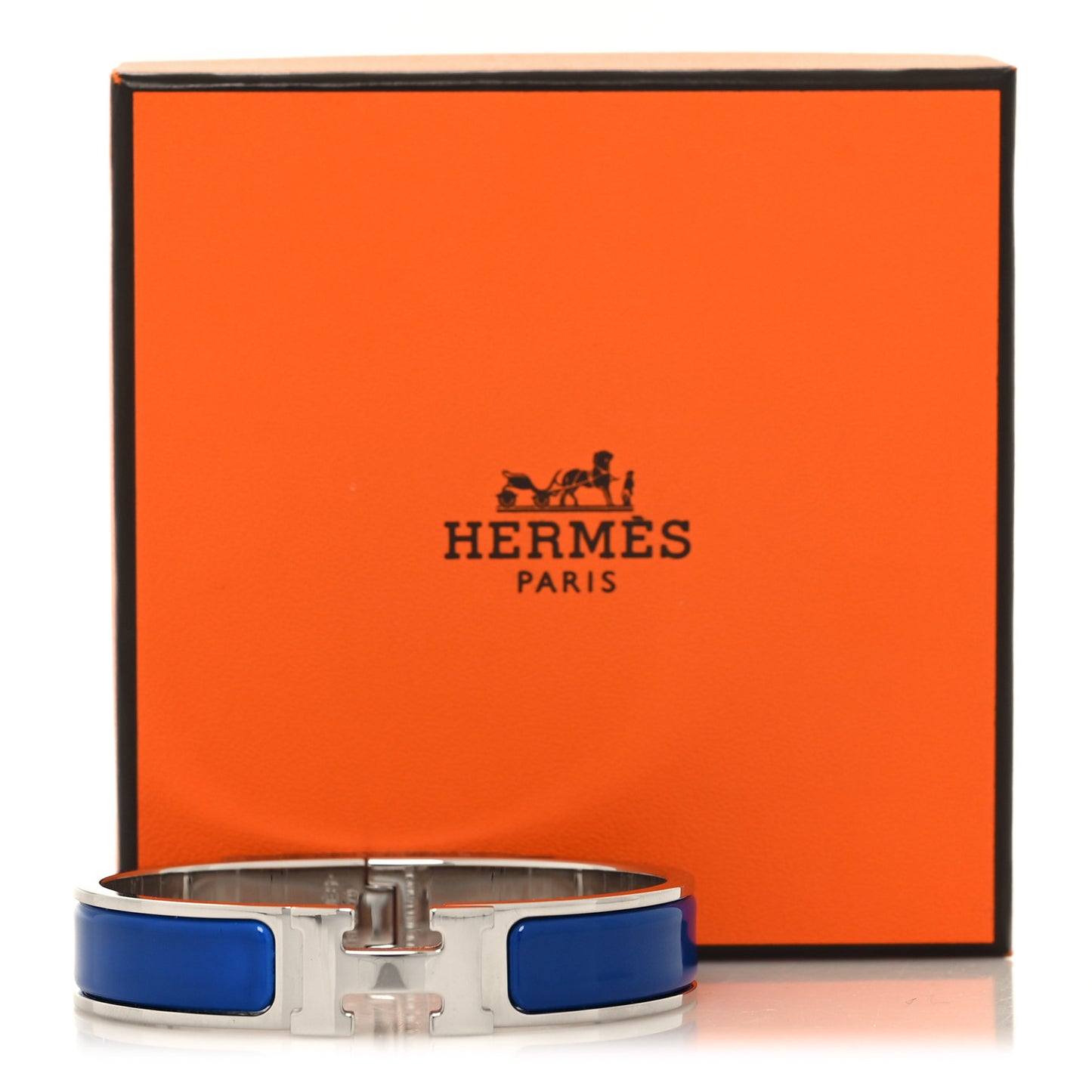 Narrow Enamel Clic Clac H Bracelet PM Bleu Drapeau