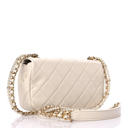 Chanel Calfskin Quilted Mini Crystal Pearls Rectangular Flap White 2 of 8