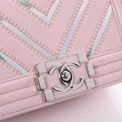Chanel Lambskin Iridescent PVC Chevron Quilted Small Boy Flap Light Pink Silver 5 of 8