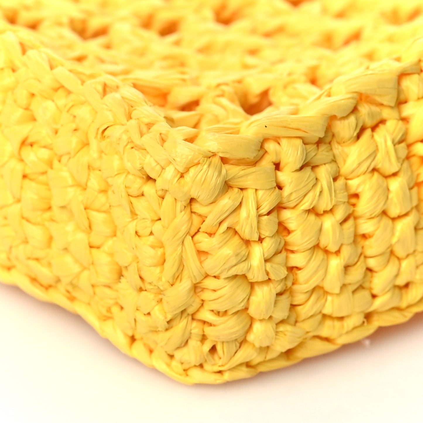Yarn Raffia Effect Crochet Logo Embroidered Tote Bag Giallo