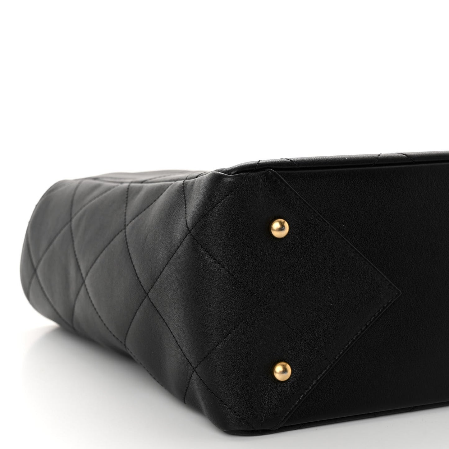 Calfskin Quilted Chain Shopping Tote Black Black