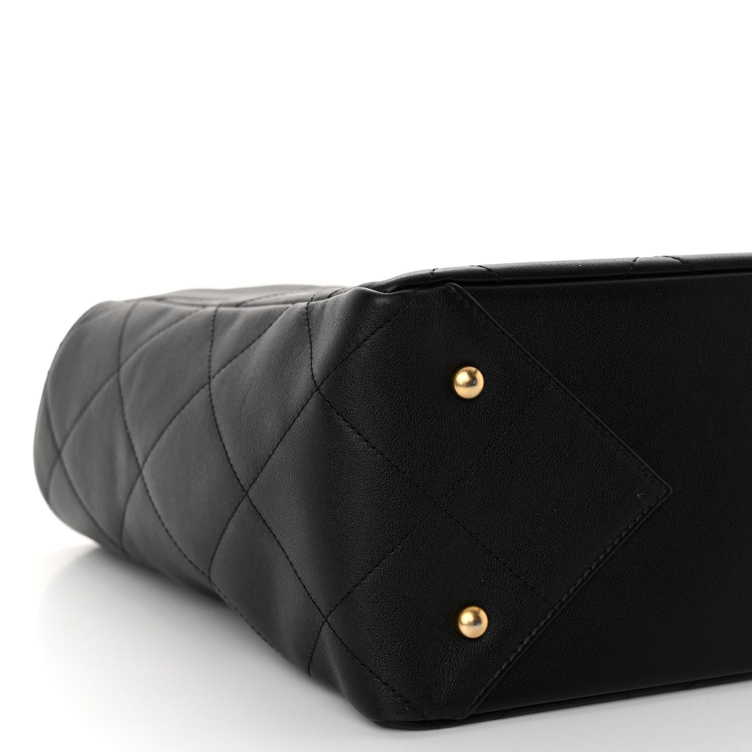 Chanel Calfskin Quilted Chain Shopping Tote Black Black 8 of 9