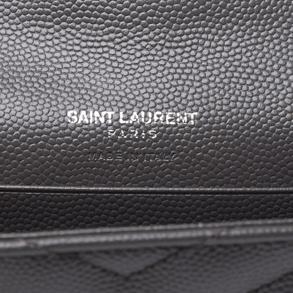 Saint Laurent Grain De Poudre Matelasse Chevron Small Monogram Envelope Wallet Earth 6 of 8