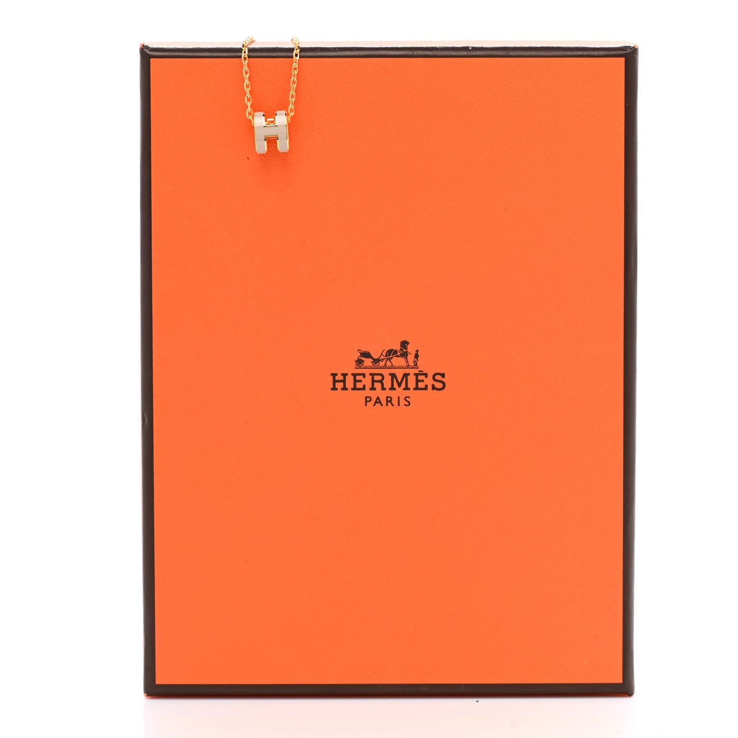 Lacquered Gold Mini Pop H Pendant Necklace Marron Glace