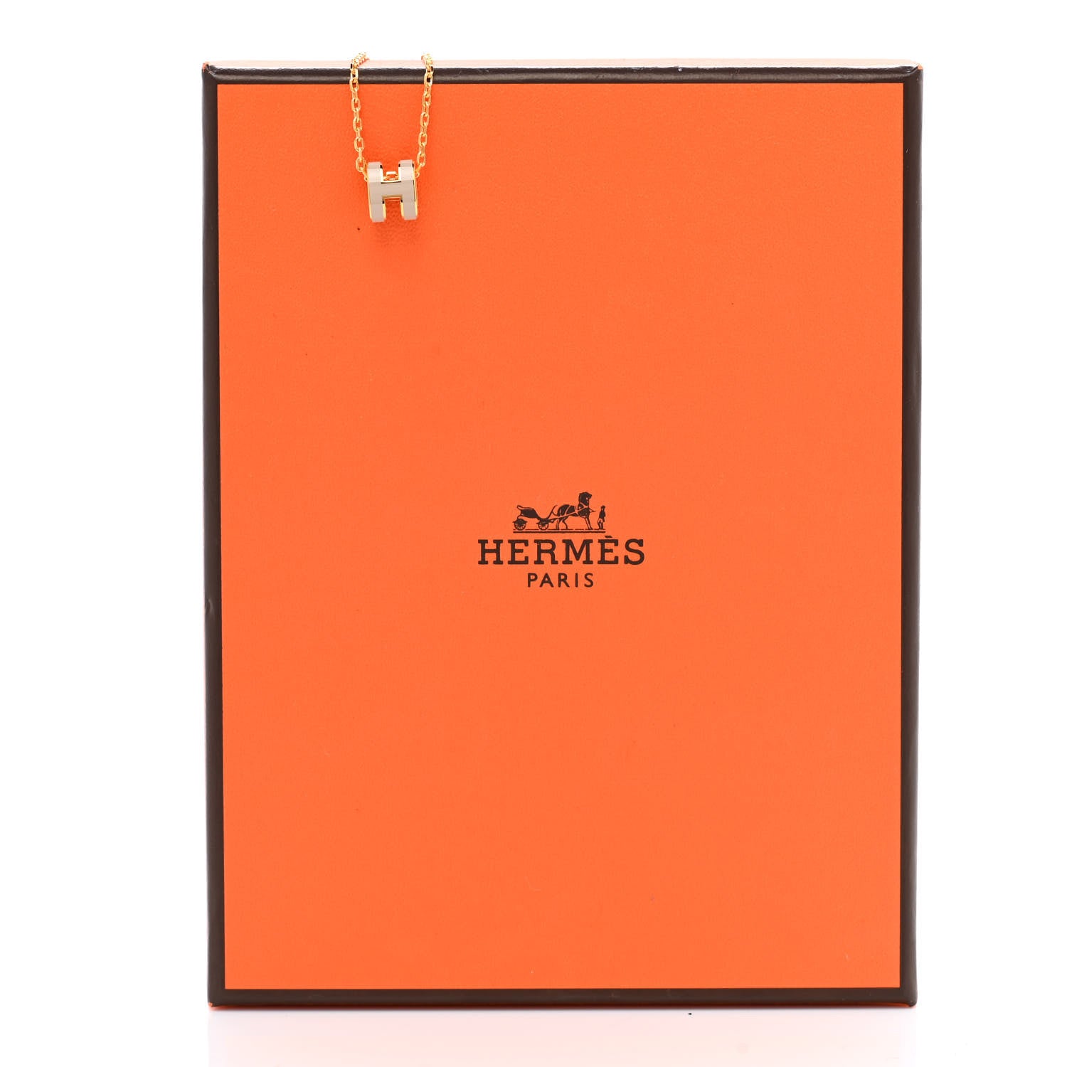 Hermes Lacquered Gold Mini Pop H Pendant Necklace Marron Glace 7 of 7