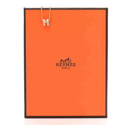Hermes Lacquered Gold Mini Pop H Pendant Necklace Marron Glace 7 of 7