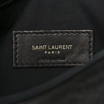 Saint Laurent Calfskin Crocodile Embossed Uptown Monogram Pouch Black 6 of 10