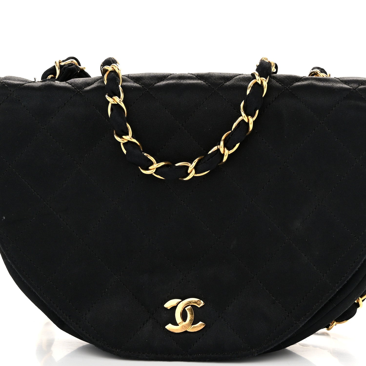 Chanel Satin Quilted Half Moon Flap Black 9 of 16
