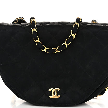 Chanel Satin Quilted Half Moon Flap Black 9 of 16