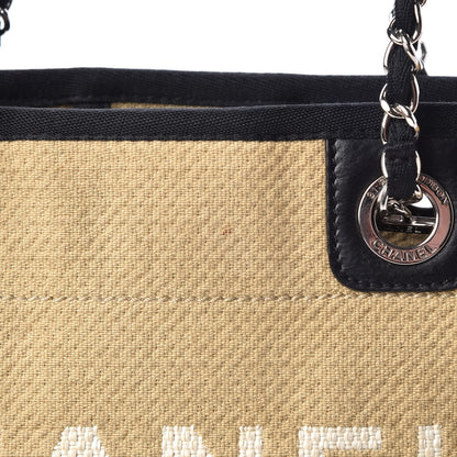 Chanel Canvas Mini Deauville Tote Beige Black 8 of 9