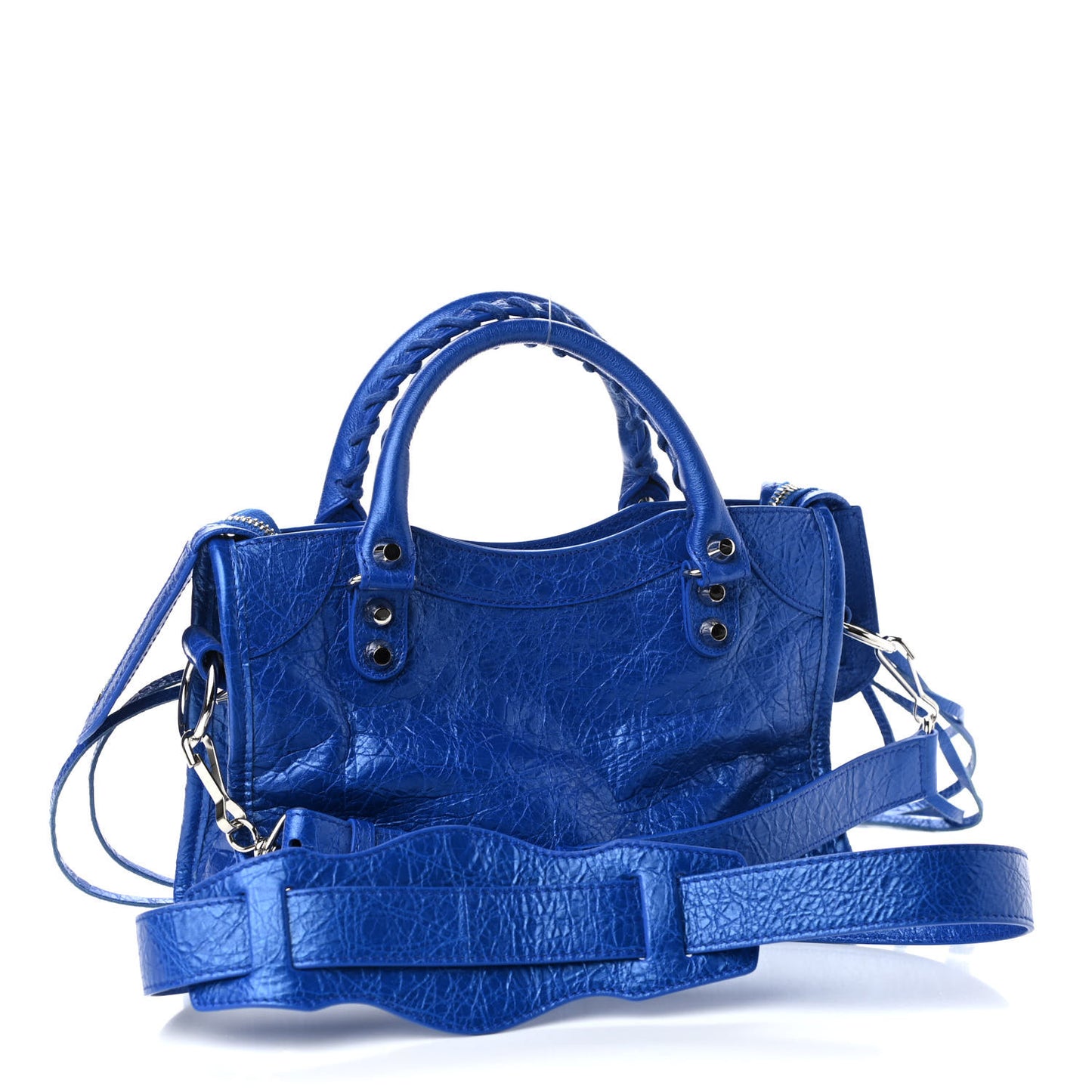 Agneau Classic Silver Hardware Mini City Electric Bleu