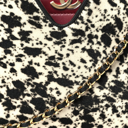 Chanel Pony Hair Printed Chic Lady Small Shopping Tote White Black 8 of 11