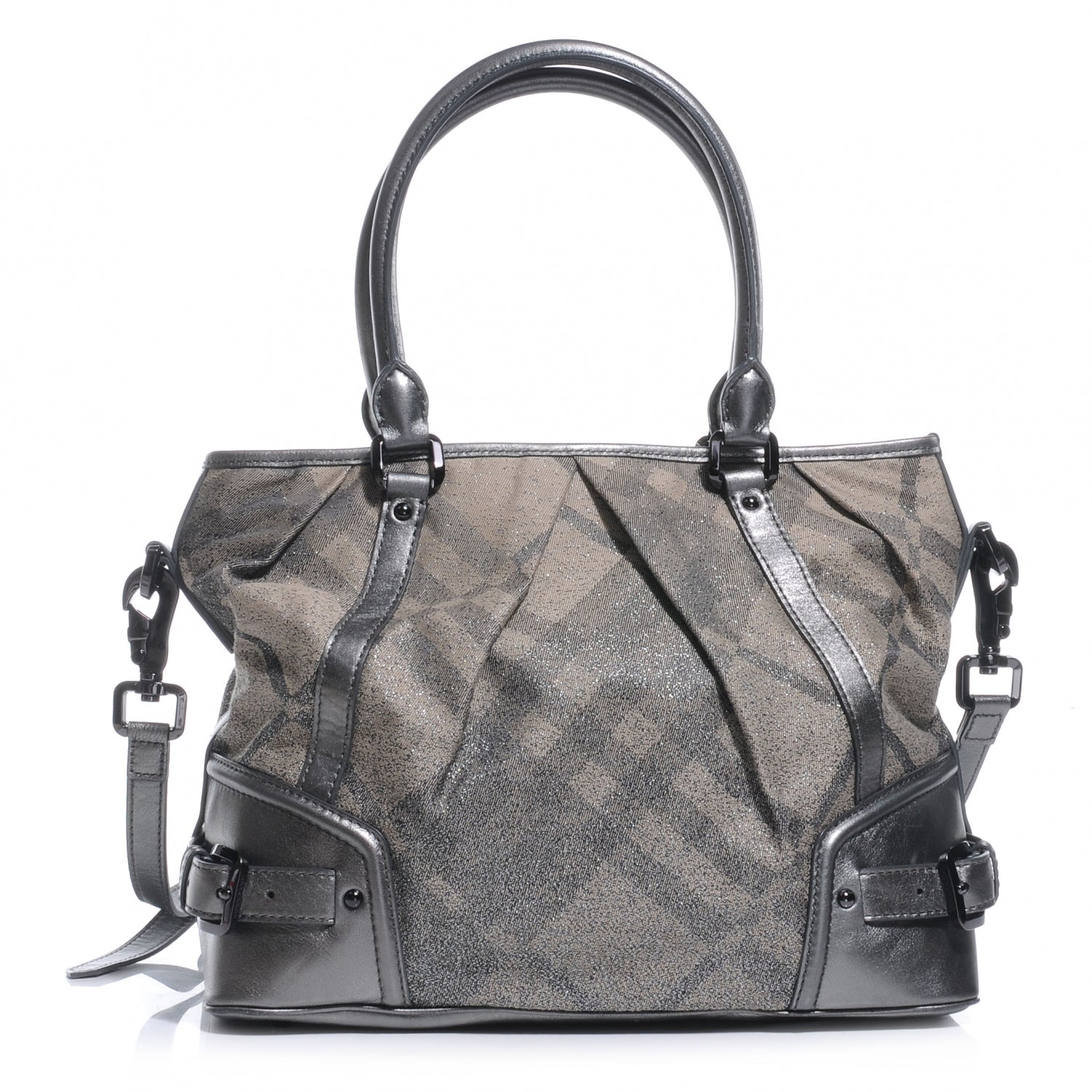Burberry Leather Shimmer Check Tote 1 of 10