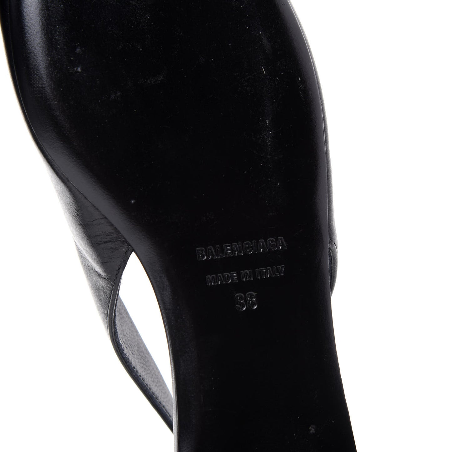 Calfskin BB Knife Pointy Toe Slingback Flats 38 Black