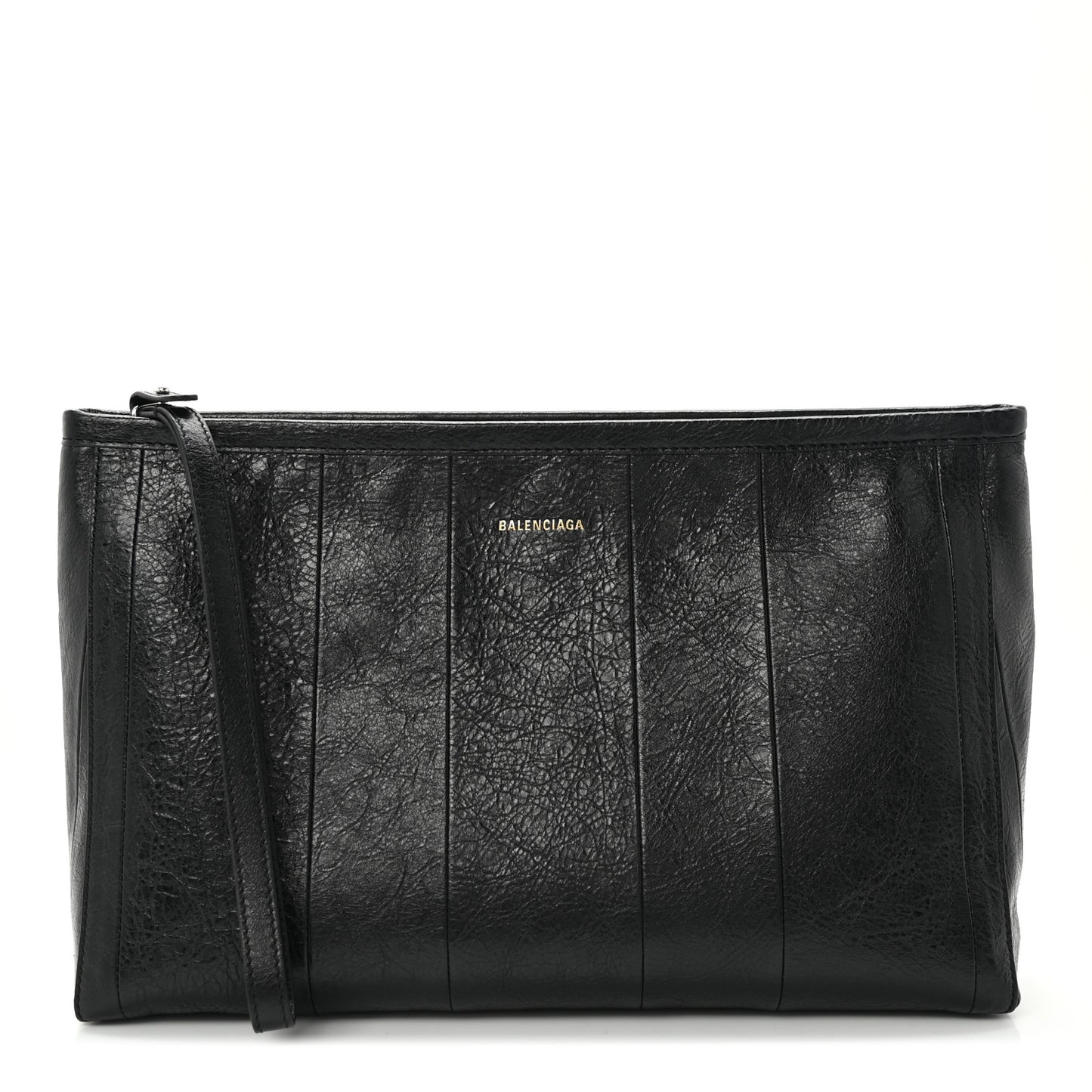 Agneau Arena Large Barbes Z Pouch with Handle Black
