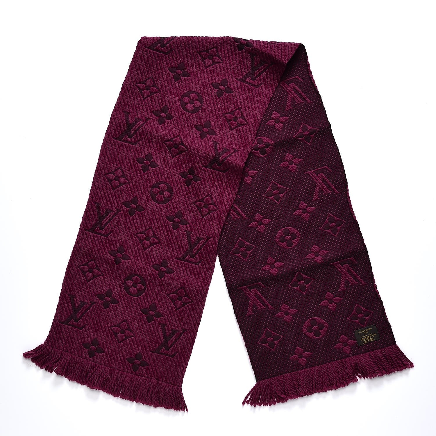 Louis Vuitton Wool Silk Logomania Scarf Cherry 3 of 4