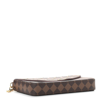 Louis Vuitton Damier Ebene Studded Pochette Felicie Chain Wallet 5 of 9