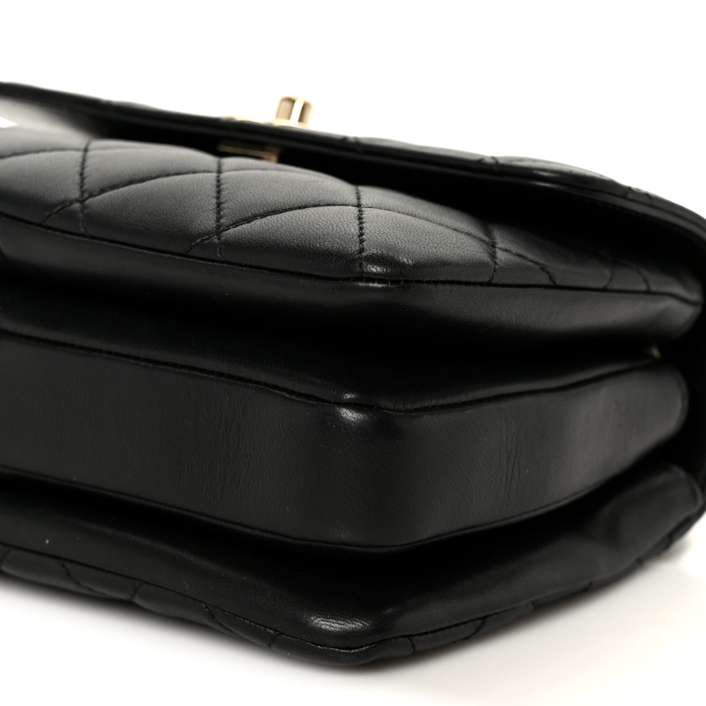 Lambskin Quilted Mini Trendy CC Dual Handle Flap Bag Black