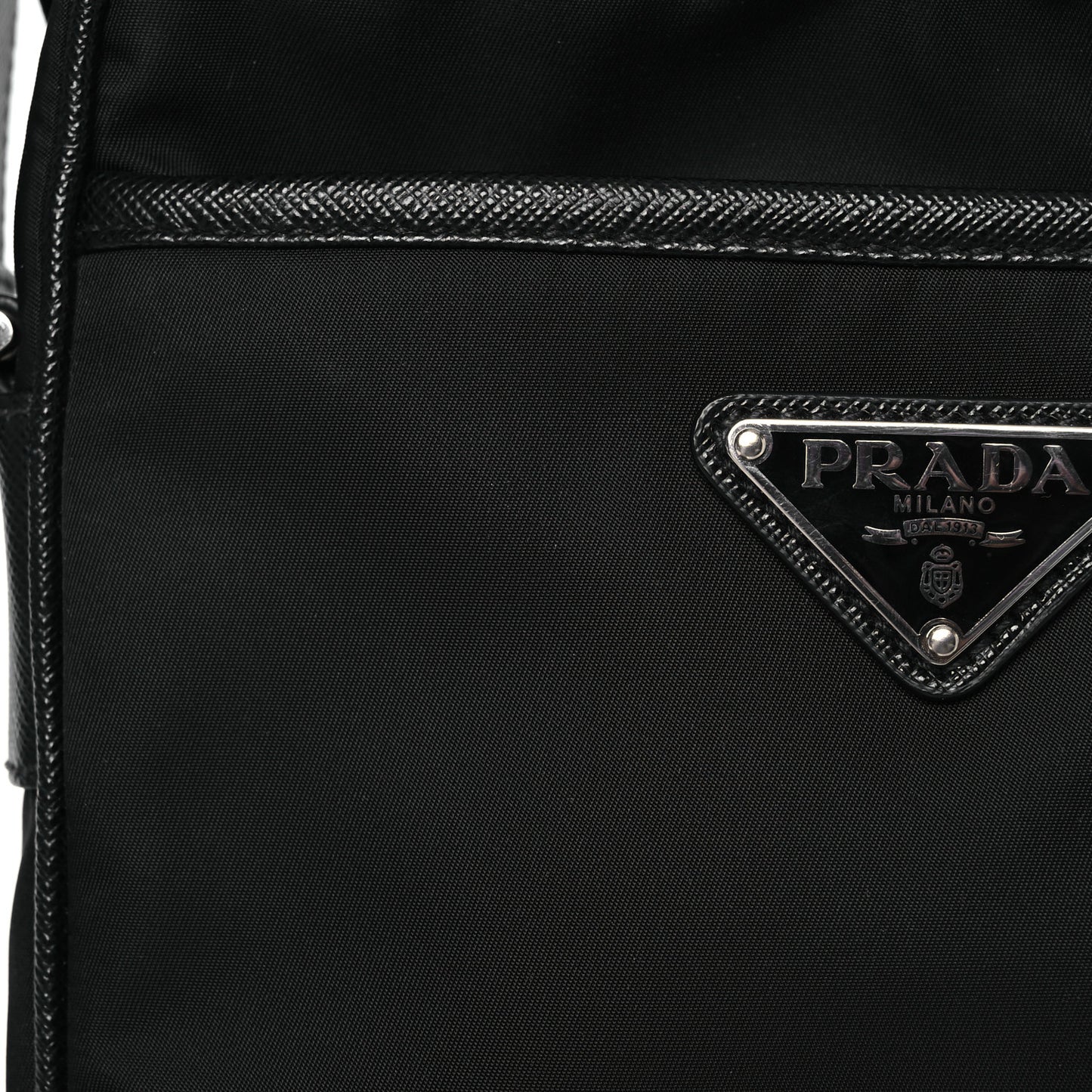Tessuto Nylon Saffiano Pocket Messenger Shoulder Bag Black