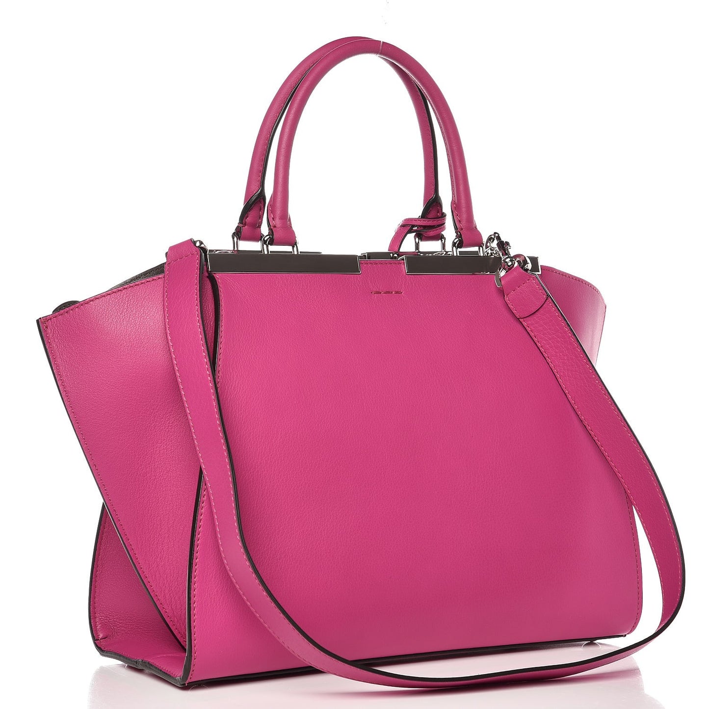Vitello Dolce Shiny Nappa Petite 3Jours Tote Magenta Carbone