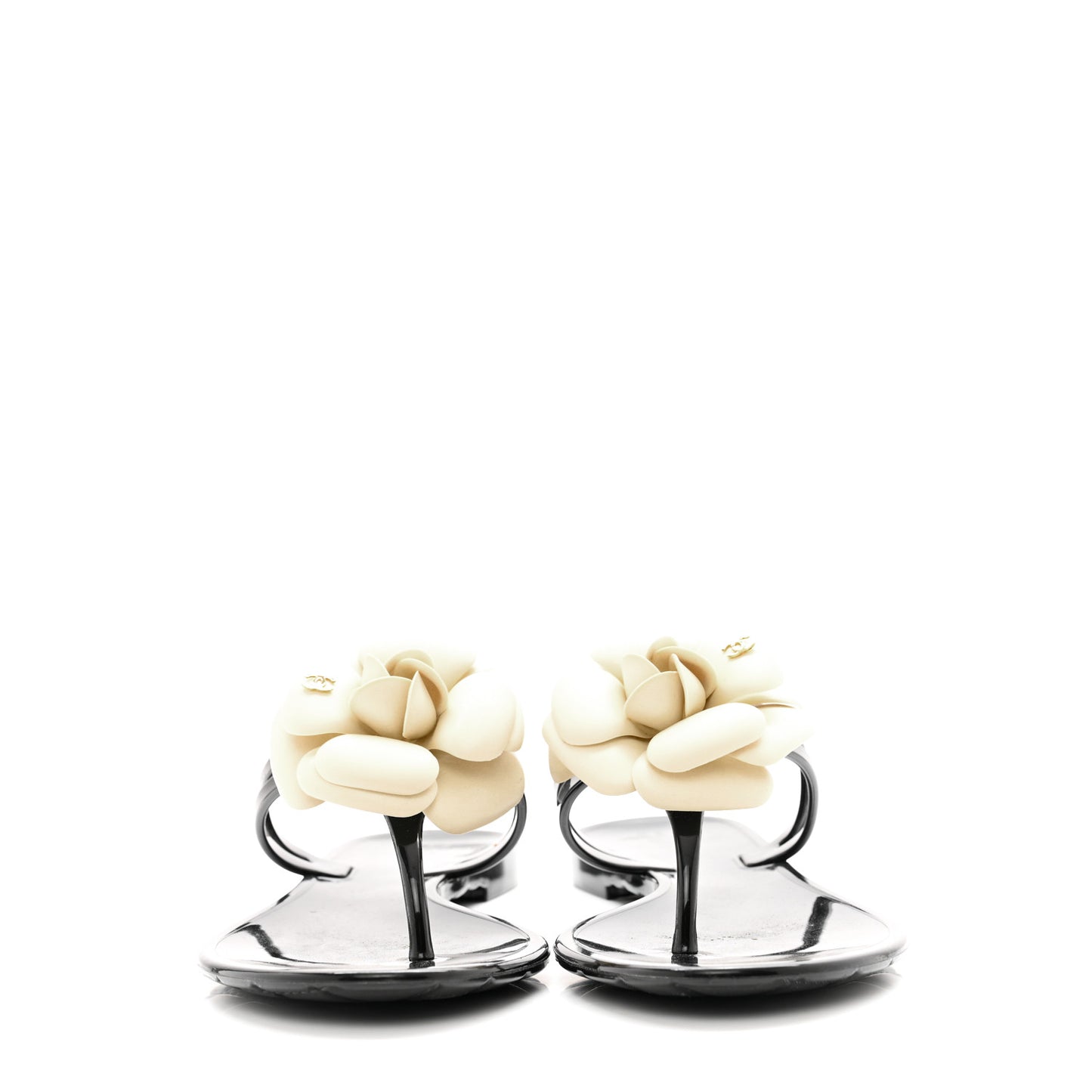 Jelly Camellia Thong Sandals 35 Black Ivory