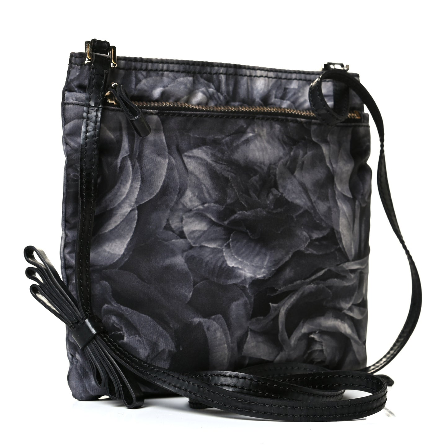 Nylon Floral Crossbody Dark Grey