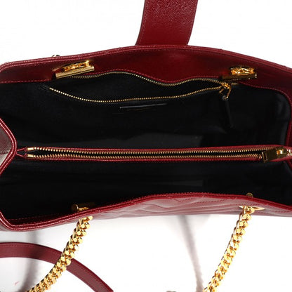 Saint Laurent Grain De Poudre Matelasse Chevron Monogram Shopping Bag Oxblood 5 of 16