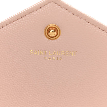 Saint Laurent Grain De Poudre Matelasse Chevron Monogram Chain Wallet Pale Blush 6 of 12