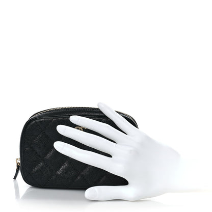 Chanel Caviar Quilted Small Curvy Pouch Cosmetic Case Black 2 of 10