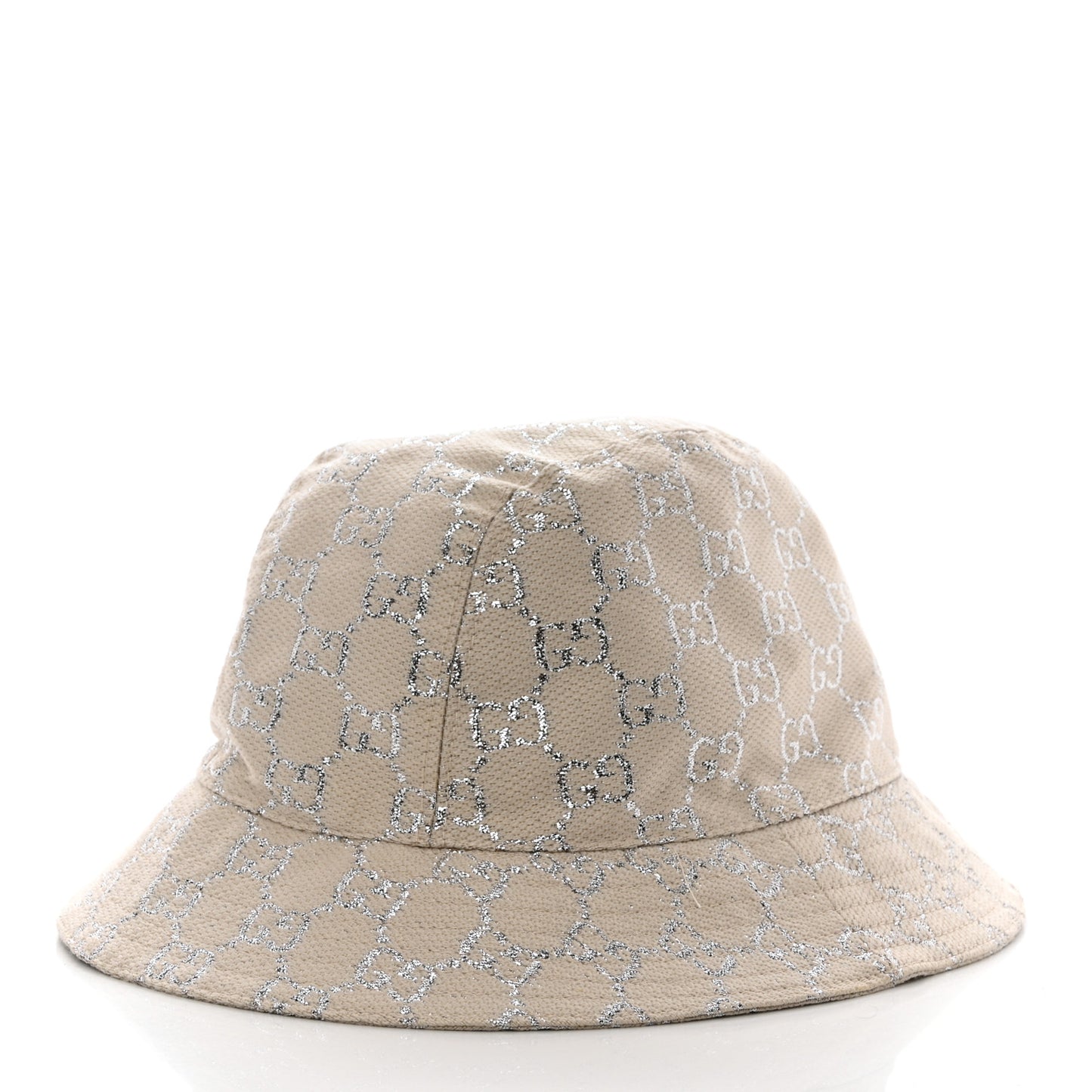 Canvas Lame GG Monogram Bucket Hat S Gardenia Silver