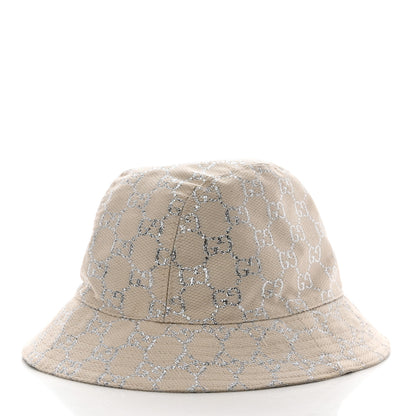 Gucci Canvas Lame GG Monogram Bucket Hat S Gardenia Silver 6 of 9