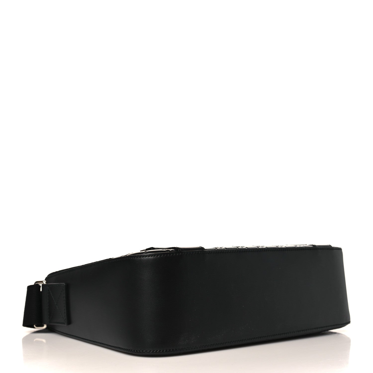 Gucci Guccissima Signature Medium Double Buckle Flap Messenger Bag Black 4 of 9