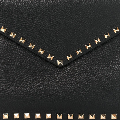 Valentino Garavani Pebbled Calfskin Large Rockstud Envelope Clutch Black 8 of 10