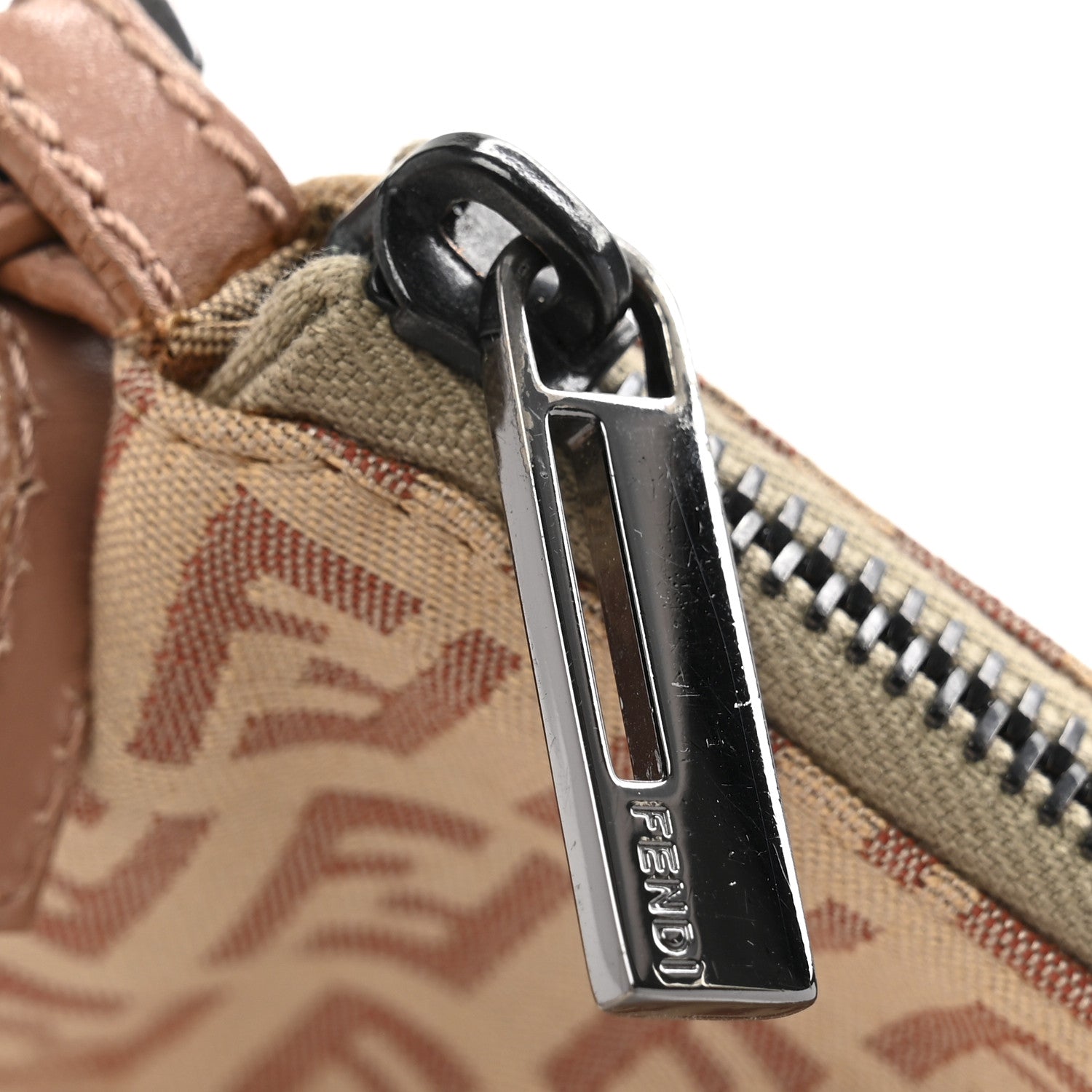 Fendi Zucchino Vitello Pochette Beige Bruciato Bois de Rose 12 of 15