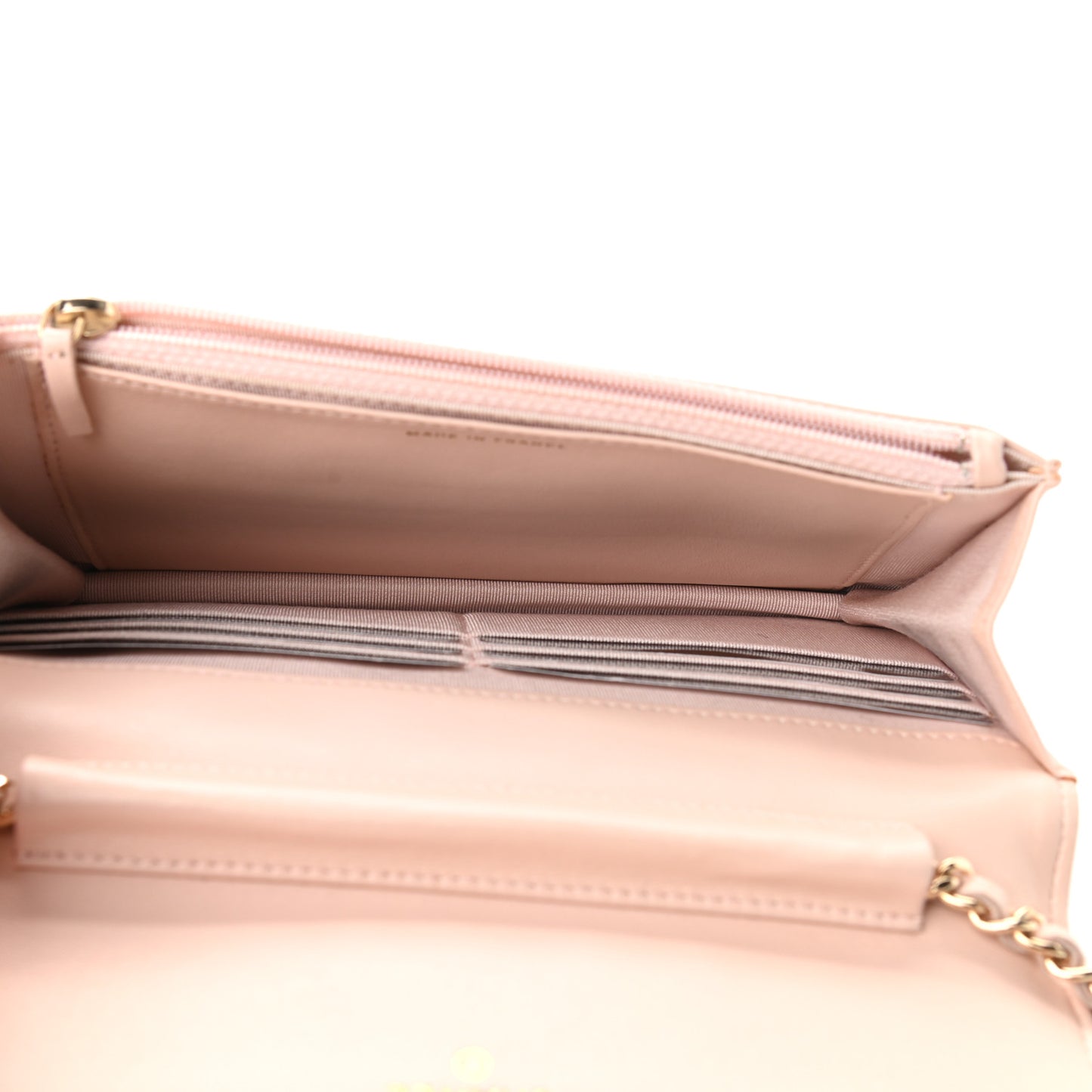 Lambskin Quilted Wallet On Chain WOC Light Pink