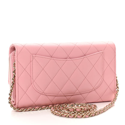 Chanel Caviar Quilted Phone Holder Wallet on Removable Chain Pink 3 of 12