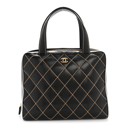 Chanel Calfskin Wild Stitch Vertical Top Handle Bag Black 1 of 16