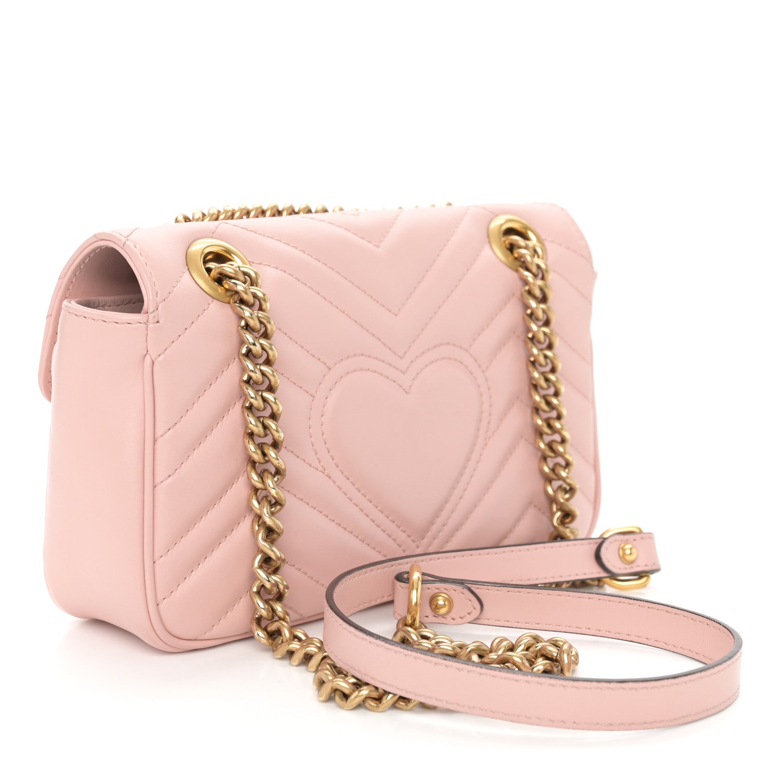 Gucci Calfskin Matelasse Small GG Marmont Shoulder Bag Perfect Pink 3 of 10