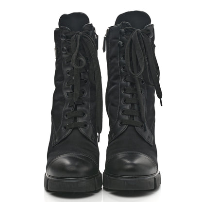 Prada Spazzolato Re-Nylon Metal Triangle Logo 110mm Ankle Boots 37.5 Black 2 of 8