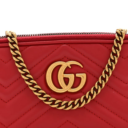 Gucci Calfskin Matelasse Mini GG Marmont Chain Crossbody Bag Hibiscus Red 10 of 12