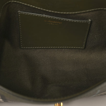 Burberry Coated Canvas Calfskin Vintage Check Note Top Handle Shoulder Bag Olive Green 5 of 11