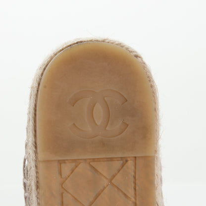 Chanel Grained Calfskin CC Espadrilles 35 Beige Black 6 of 8