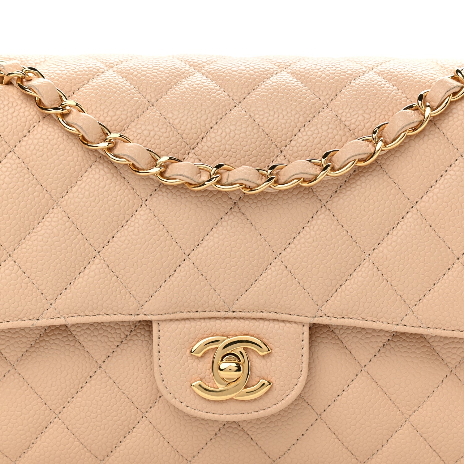 Chanel Caviar Quilted Medium Double Flap Beige Clair 8 of 11