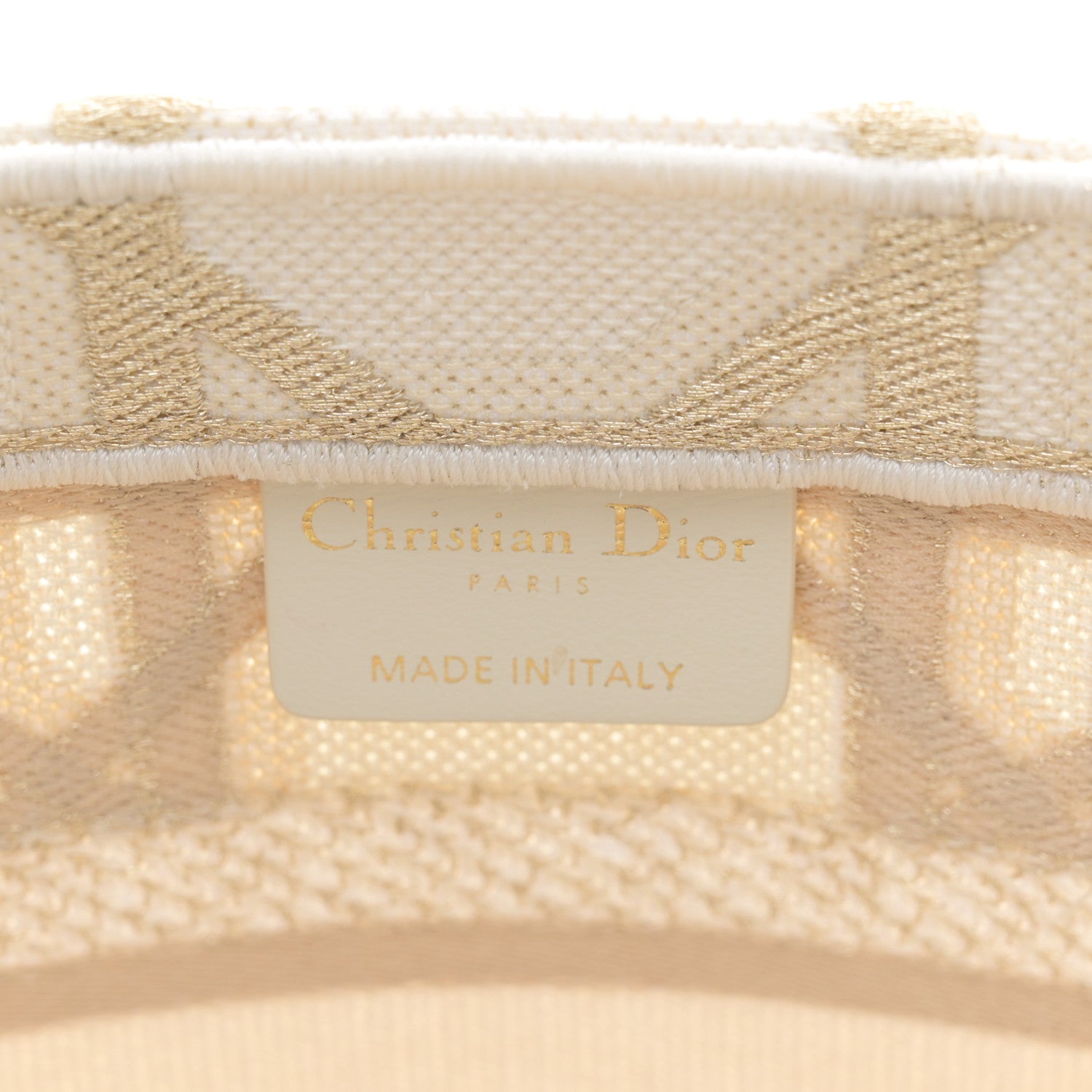 Christian Dior Canvas Cannage Embroidered Brocart Hat Basket Bag White Gold 7 of 12