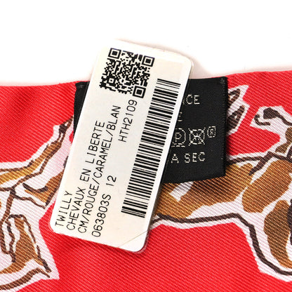 Hermes Silk Chevaux En Liberte Twilly Rouge Caramel White 3 of 4