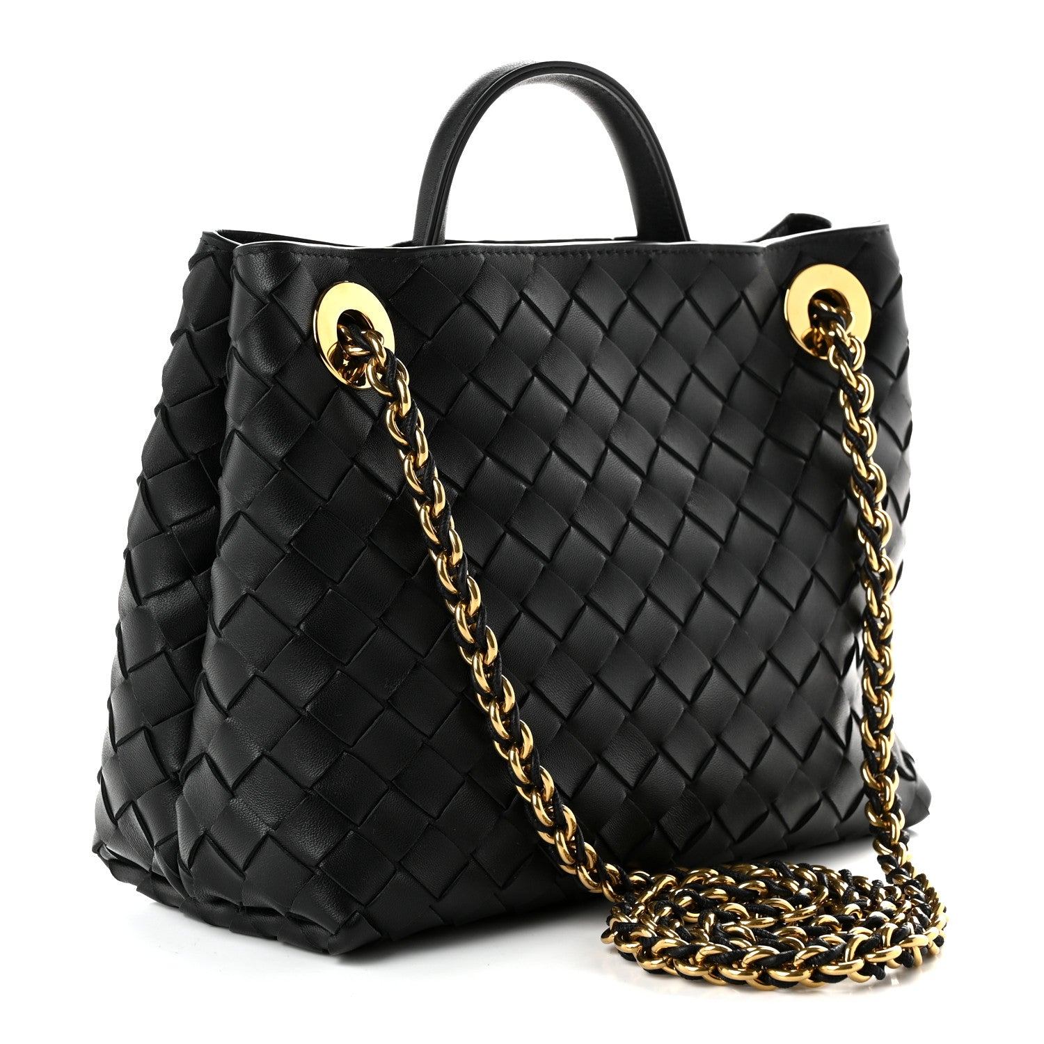 Bottega Veneta Nappa Intrecciato Small Andiamo With Chain Shoulder Bag Black 3 of 9