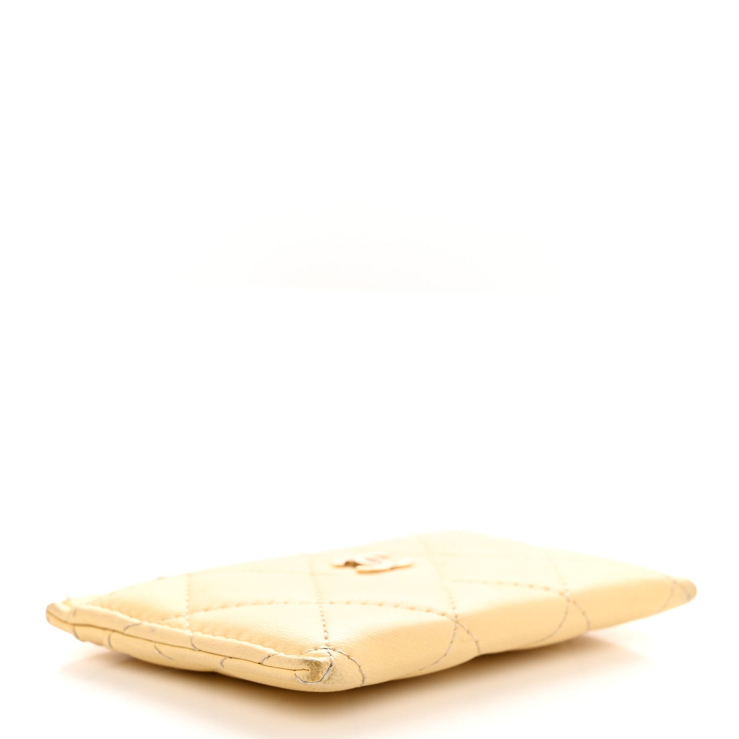 Lambskin Quilted Card Holder Yellow