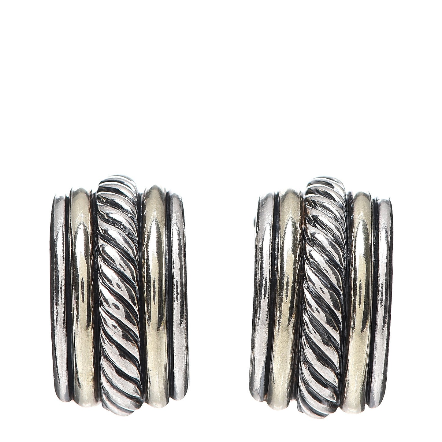 Sterling Silver 14K Yellow Gold 10mm Cable Classics Hoop Earrings