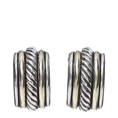 David Yurman Sterling Silver 14K Yellow Gold 10mm Cable Classics Hoop Earrings 1 of 4